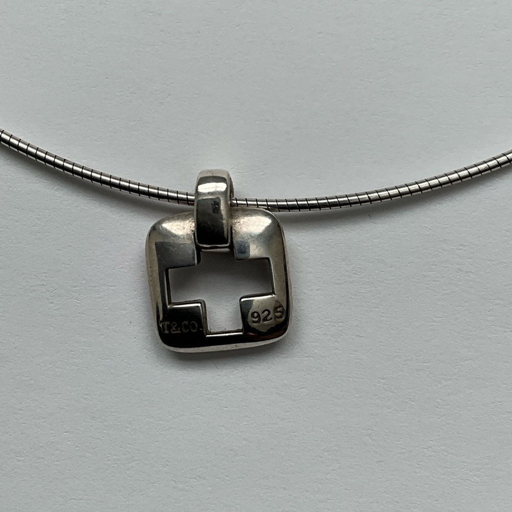 Tiffany & Co. Silver Open Cross Square Silver Necklace - Picture 3 of 5